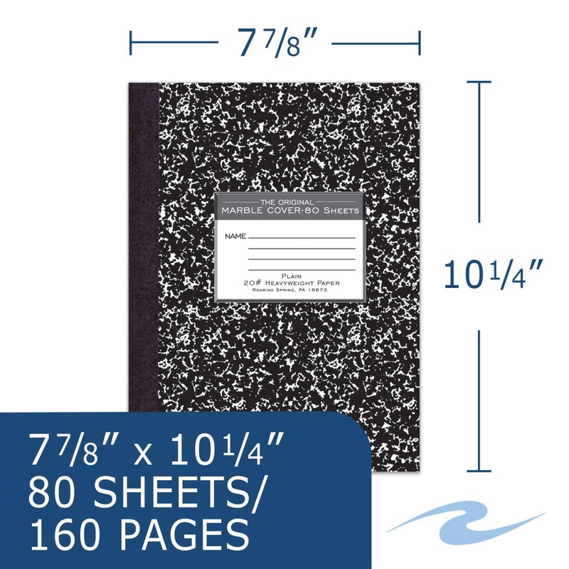 ROARING SPRING Signature Collection Composition Notebook, Hardcover, Unruled 20# Premium Plain Paper, 80 Sheets/160 Pages, 10.25" x 7.88", Made in USA - Image 2